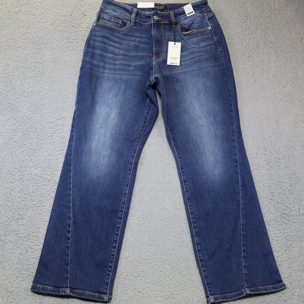 Judy Blue Los Angeles Straight Fit Mid Rise Jeans Medium Wash 14W JB82629MD-PL